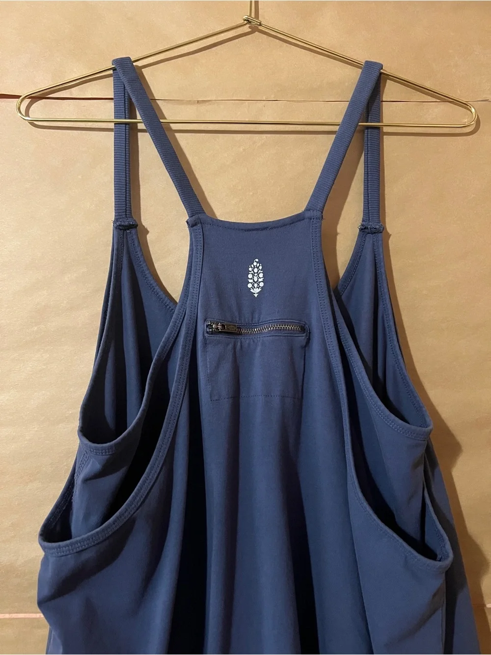 Free People Movement Hot Shot Mini Dress Romper Playsuit Blue Indigo Size L